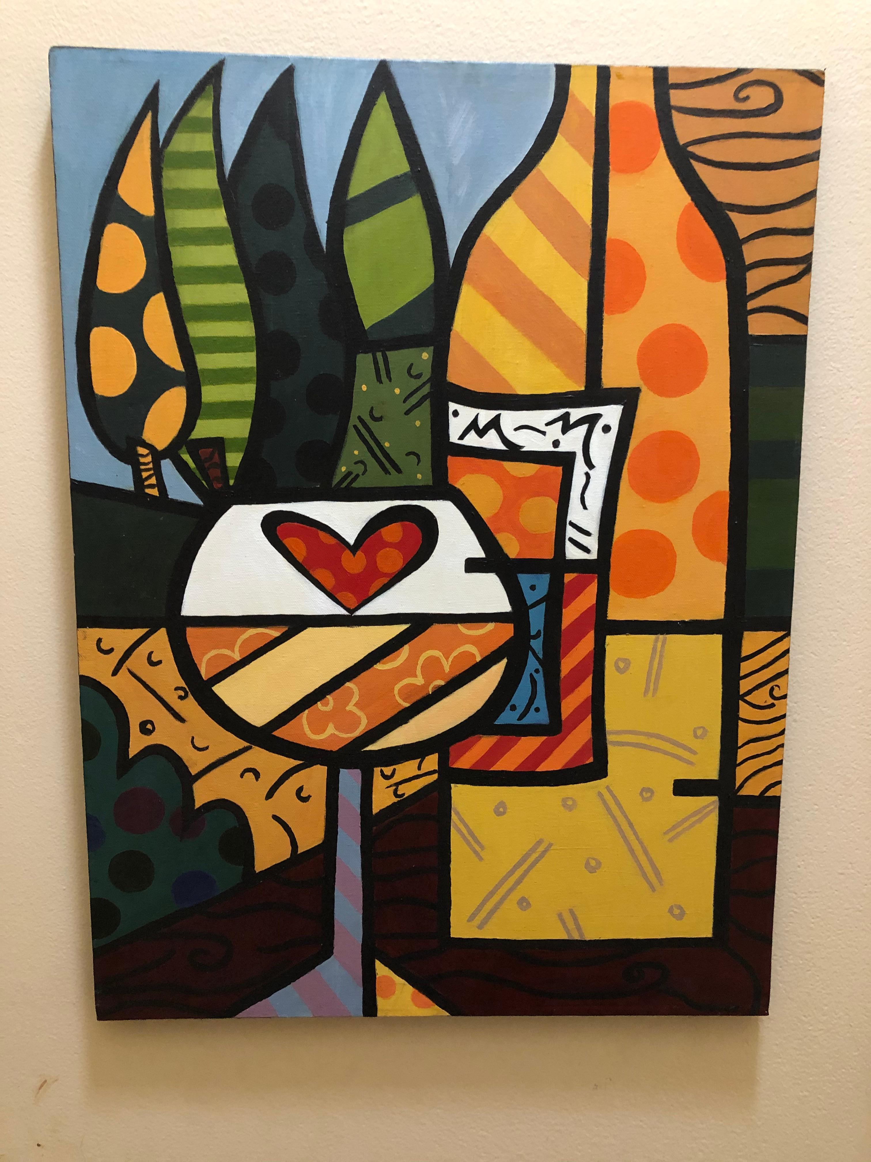  After Britto Still life in a Landscape - Painting by Romero Britto