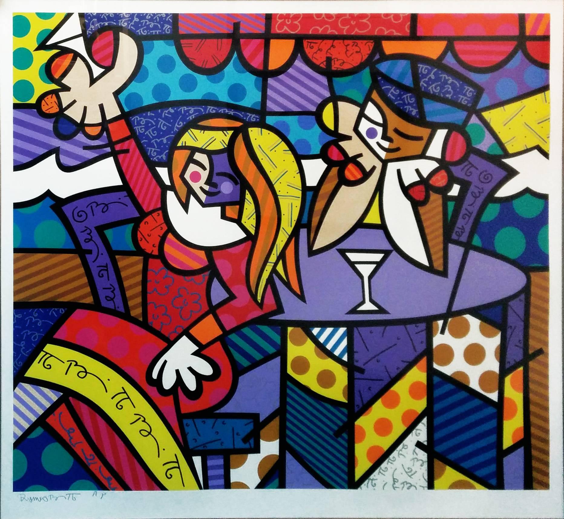 Romero Britto Portrait Print - DOING LUNCH