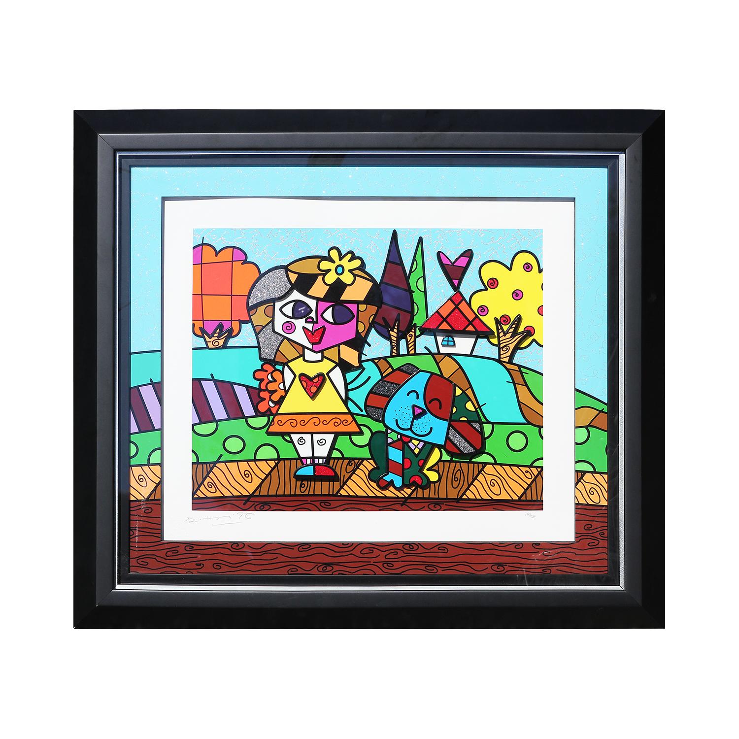 “Fall” Colorful Three Dimensional Abstract Serigraph Edition 628 of 750  - Print by Romero Britto