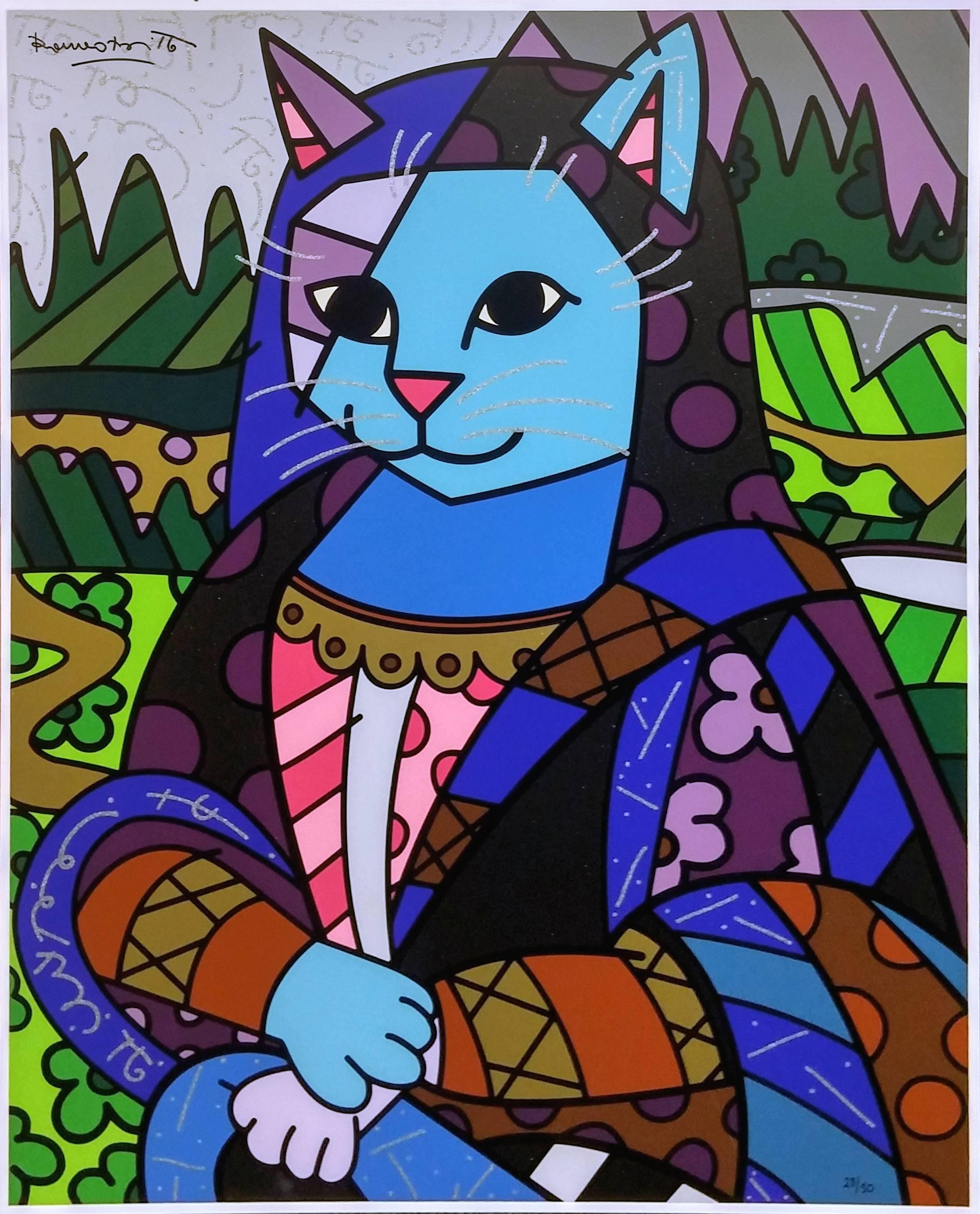 Romero Britto Portrait Print - MONA CAT