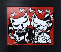 Romero Britto, 'Cats Romance', Signed Limited Edition Canvas Giclee