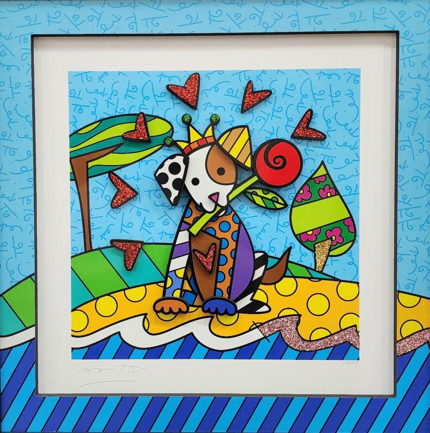 Romero Britto, I Love You - 2019, Sculptograph 3D MultiMedia Construction Firmato 1