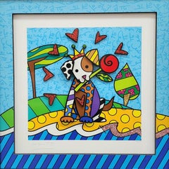 Romero Britto, I Love You - 2019, Sculptograph 3D MultiMedia Construction Signed