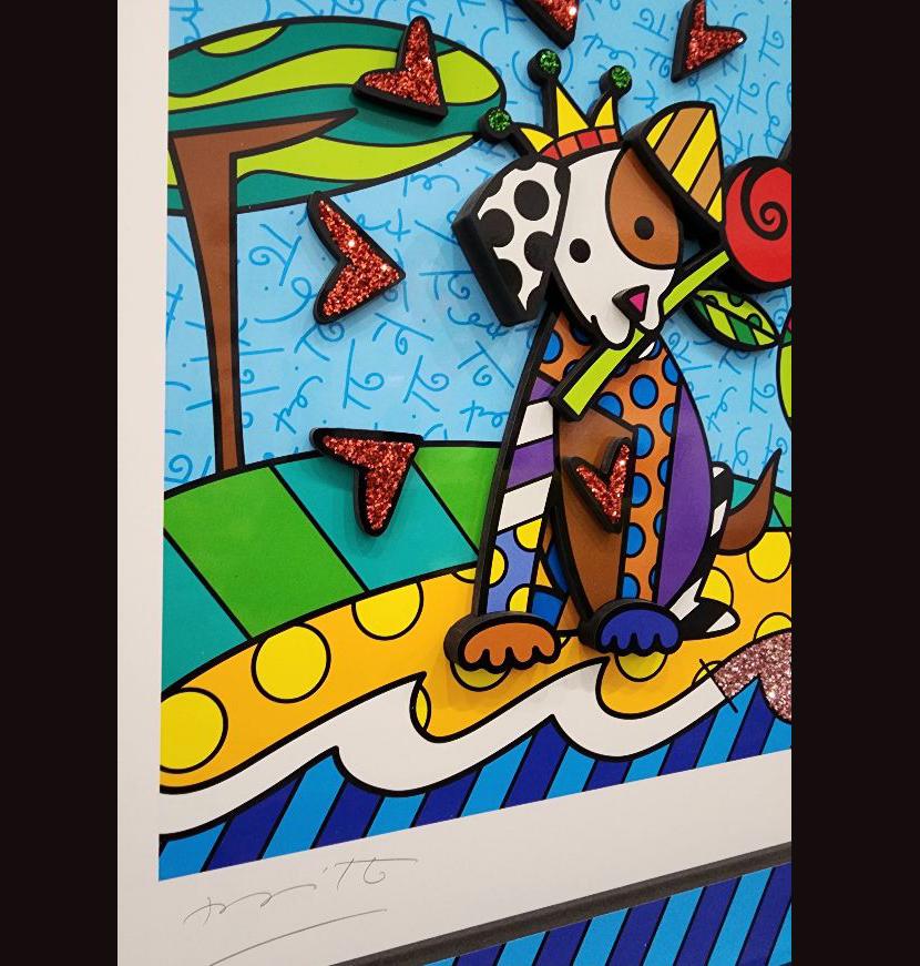 Romero Britto, I Love You - 2019, Sculptograph 3D MultiMedia Construction Firmato 4