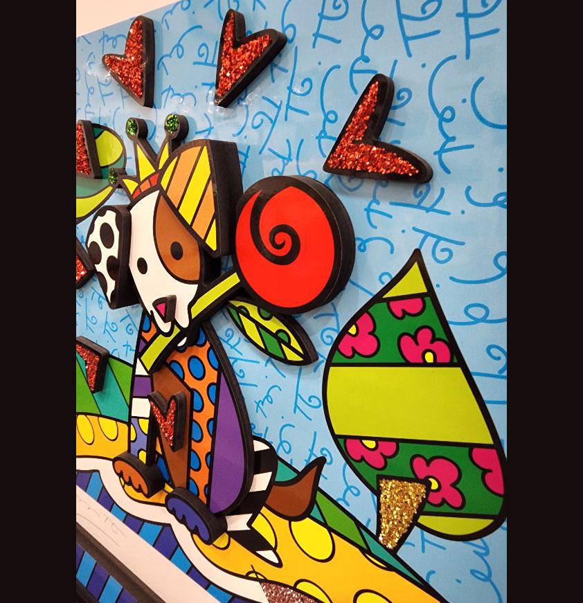 Romero Britto, I Love You - 2019, Sculptograph 3D MultiMedia Construction Firmato 5