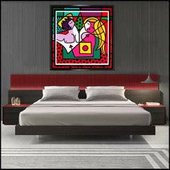 Romero Britto Large Color Serigraph After Making Love Signed Modern Painting Art
