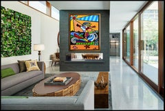 Romero Britto Large Giclee On Canvas Surfer Boy Signed Painting