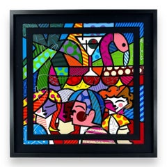 Romero Britto 'News Cafe' signed & numbered giclee on canvas