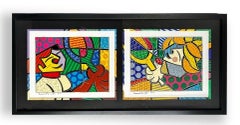 Vintage Romero Britto, Tennis suite, framed