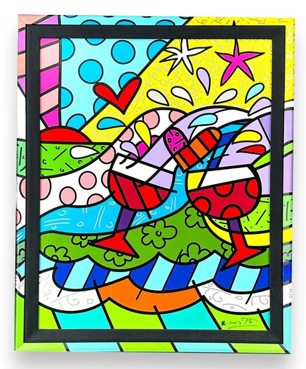 ROMERO BRITTO 'WINE COUNTRY RED' SIGNED & NUMBERED ON CANVAS - Print by Romero Britto