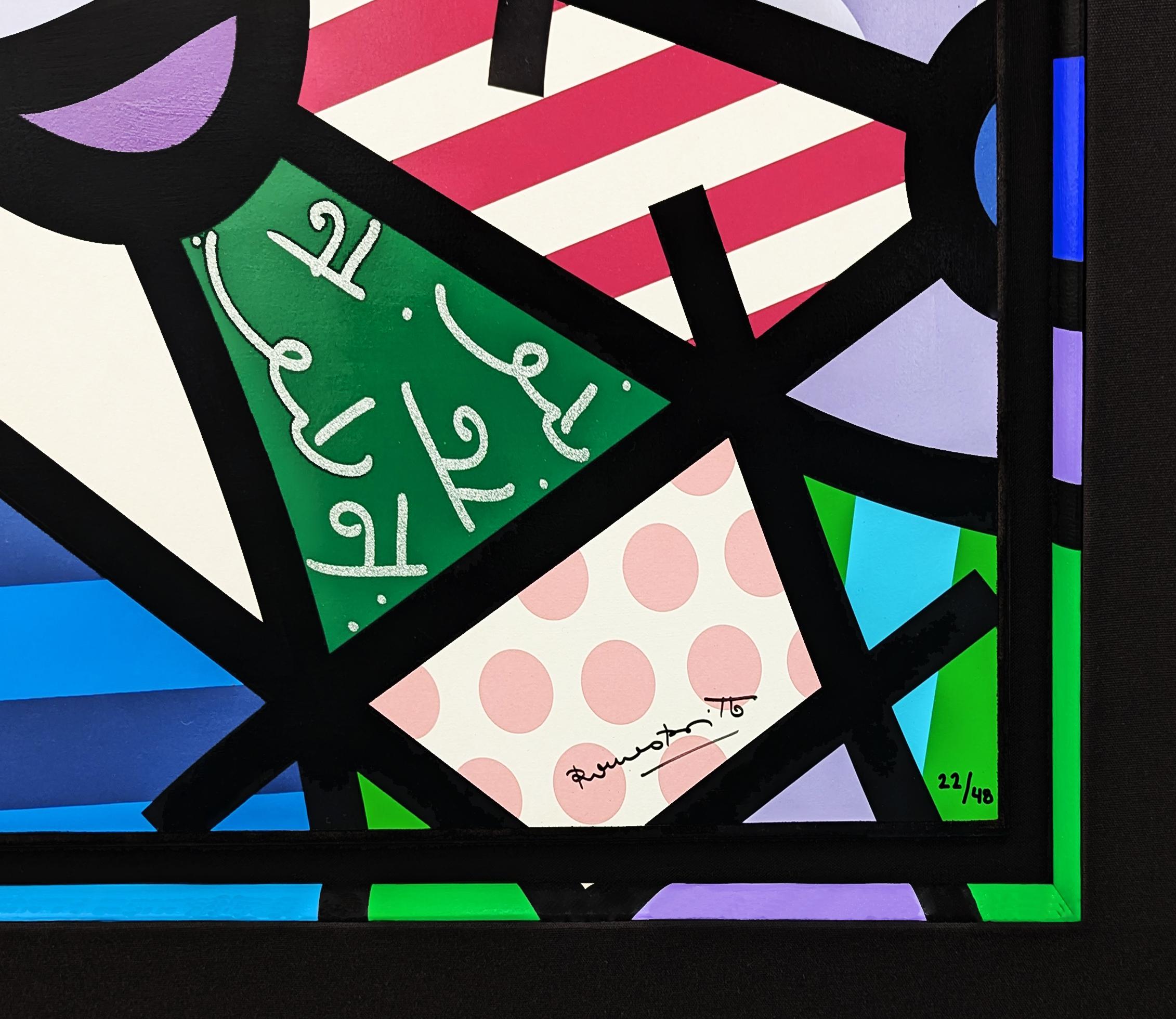 Mariposa Rothschild (firmada a mano sobre tabla de gesso) - Print de Romero Britto