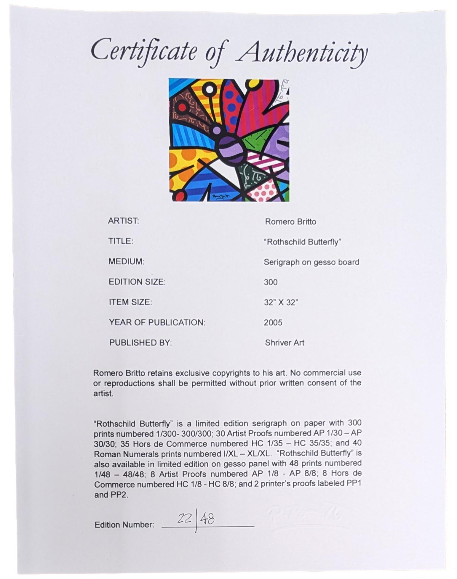 Mariposa Rothschild (firmada a mano sobre tabla de gesso) - Print Arte pop de Romero Britto