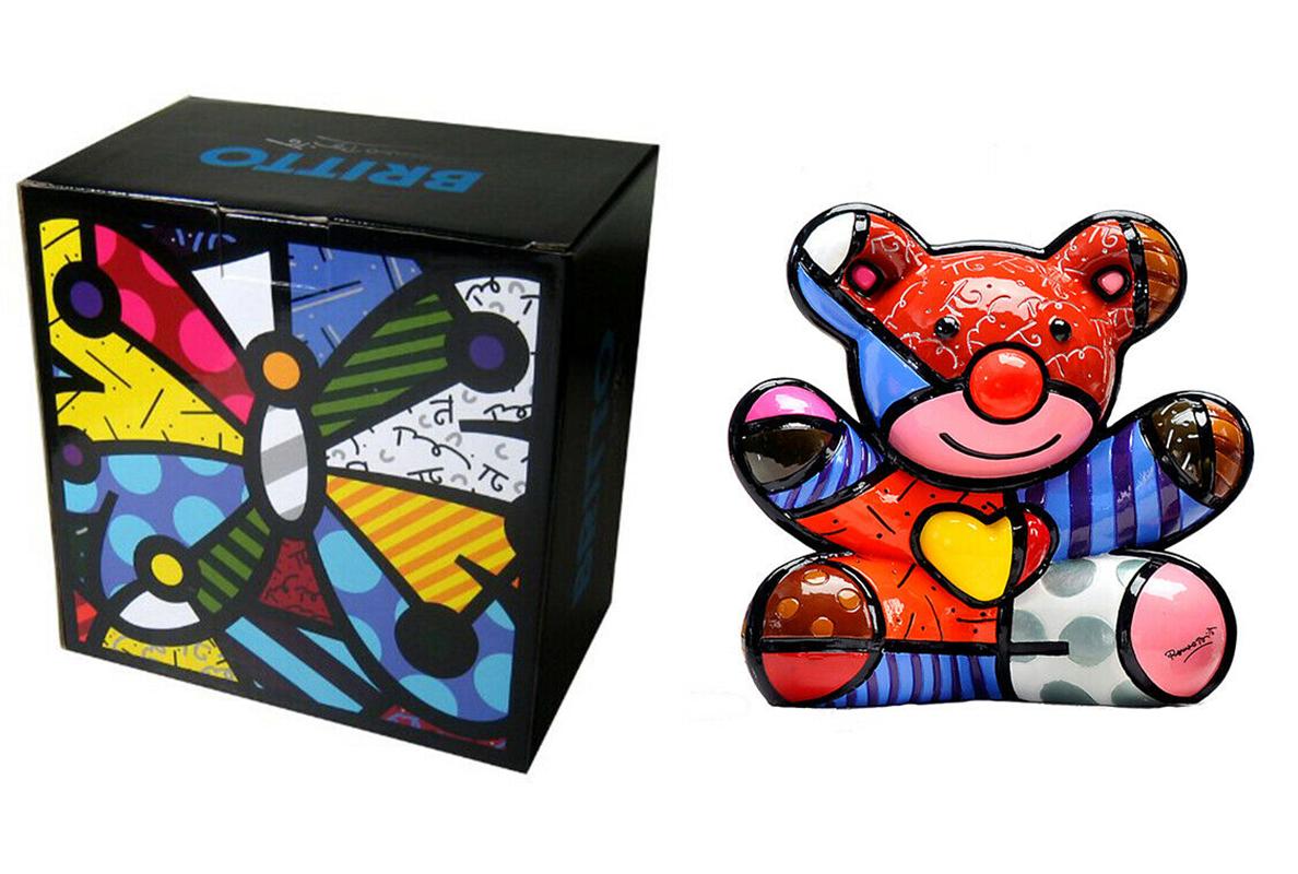Romero Britto Abstract Sculpture - HAPPY BEAR (FIRST EDITION)