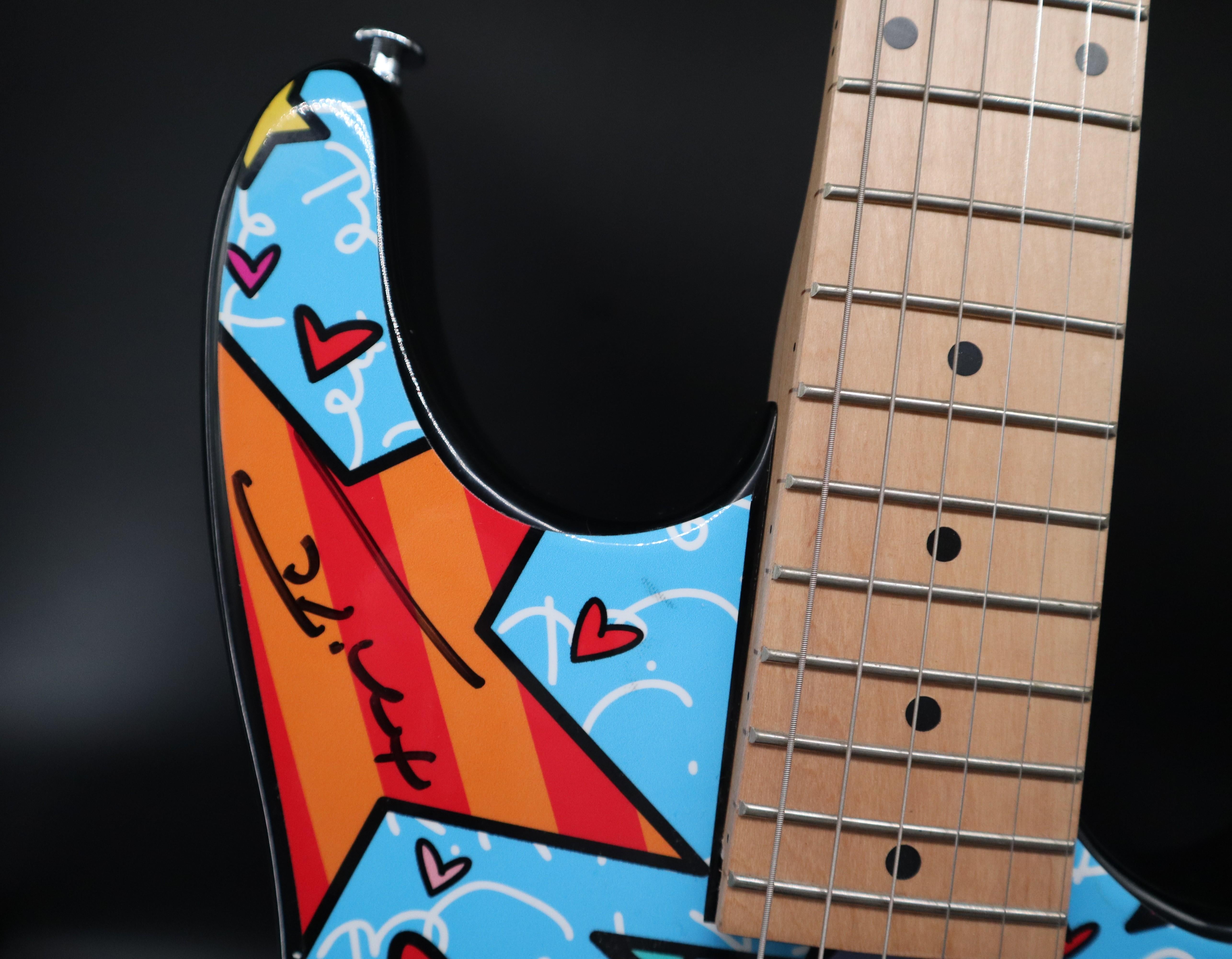 Romero Britto, limitierte Auflage, entworfen und handsigniert, Viper Electric Guitar, Electric Guitar im Angebot 2