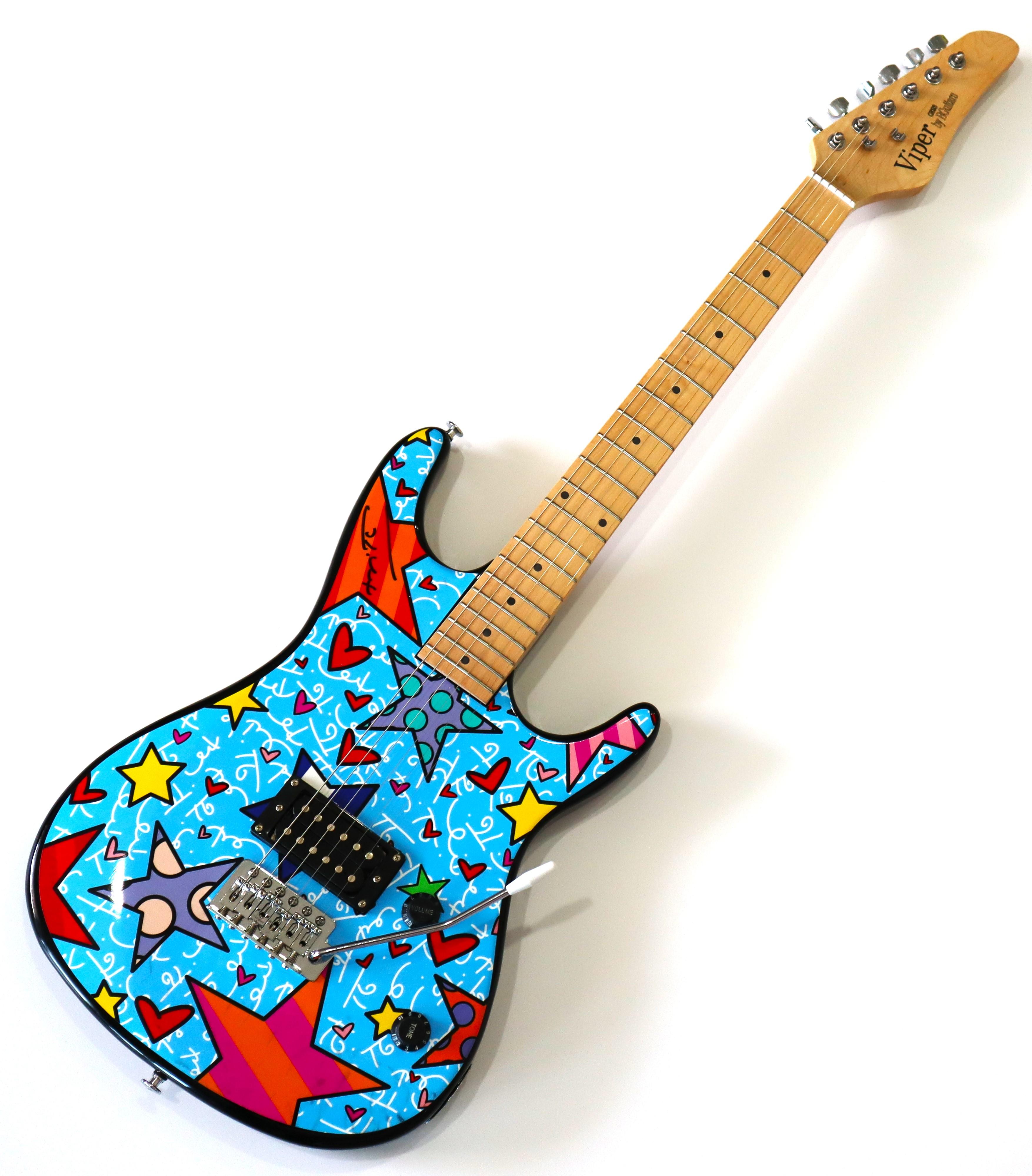 Romero Britto, Limited Edition, Designed & Hand Signed, Viper Electric Guitar For Sale 3