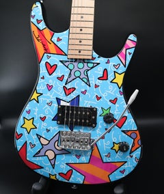 Romero Britto, limitierte Auflage, entworfen und handsigniert, Viper Electric Guitar, Electric Guitar