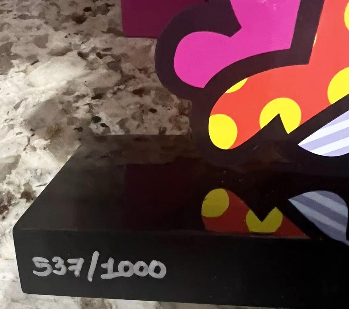 ROMERO BRITTO 'Royalty Dog 2' 2017 Signe & numbered, Sculpture Wood Black Base 2