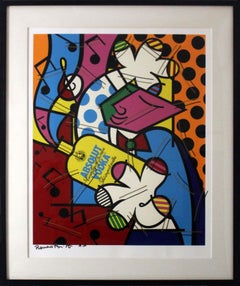 Romero Britto Absolut Vodka Signed Serigraph AP Framed with Absolut Vodka Painte