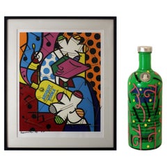 Used Romero Britto Absolut Vodka Signed Serigraph AP Framed with Absolut Vodka Painte