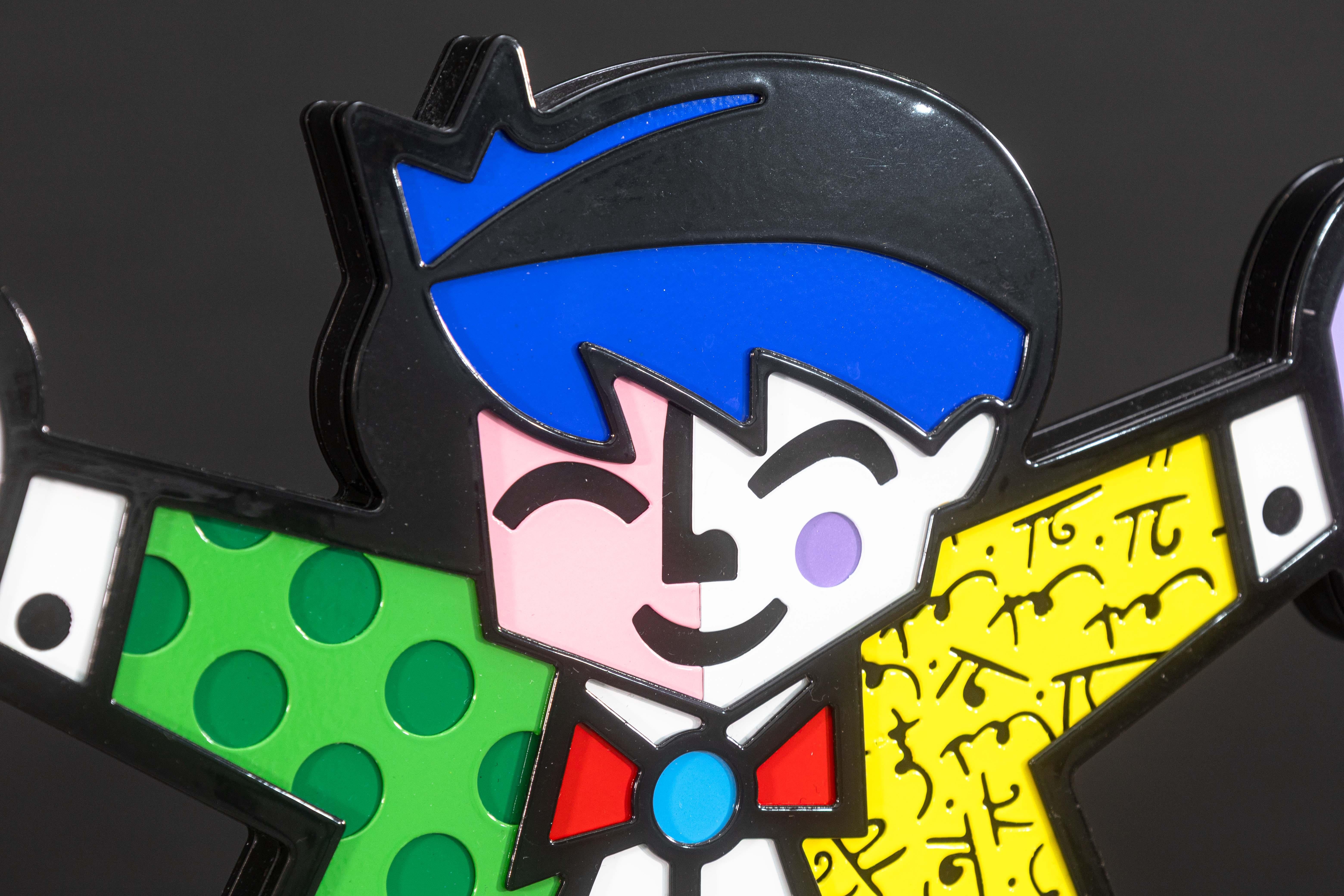 Brazilian Romero Britto – Big Hug, 2009 Signed Enamel on Iron Sculpture Pop Art 471/1000 For Sale