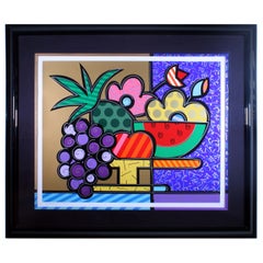 Romero Britto Brasilien 1996 Signierte Serigraphie 13/20 mit einzigartiger Zeichnung