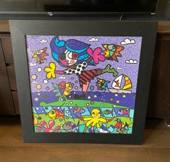 Romero Britto Signed Brazillian Art Limited Ed Serigraph Tina the Pirate Girl