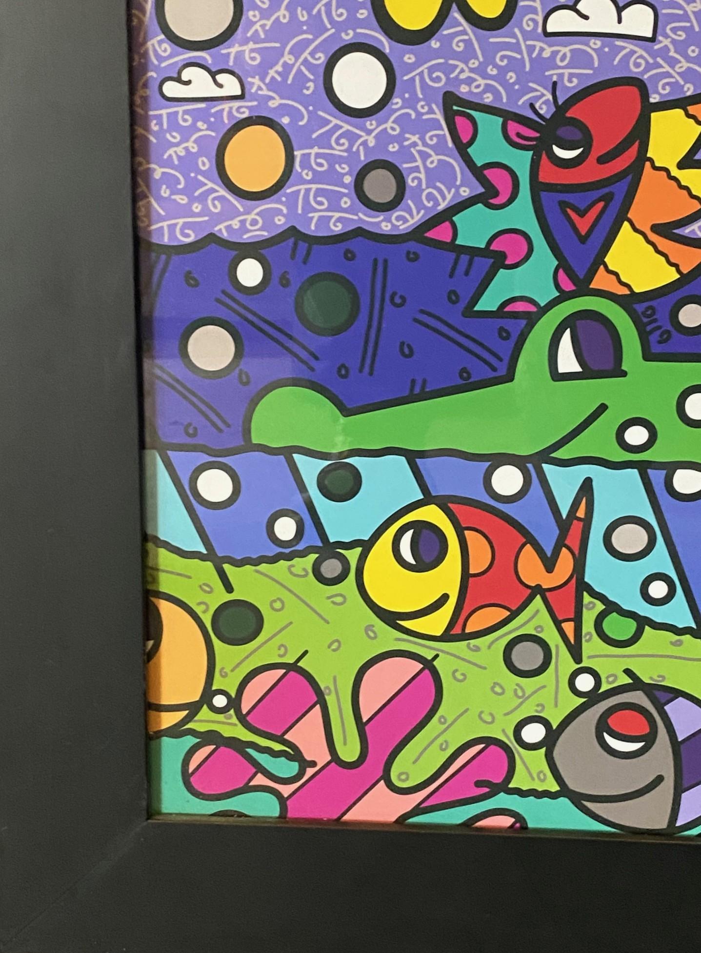 Romero Britto Firmato Bazillion Art Limited Ed Serigrafia Tina la Ragazza Pirata in vendita 1