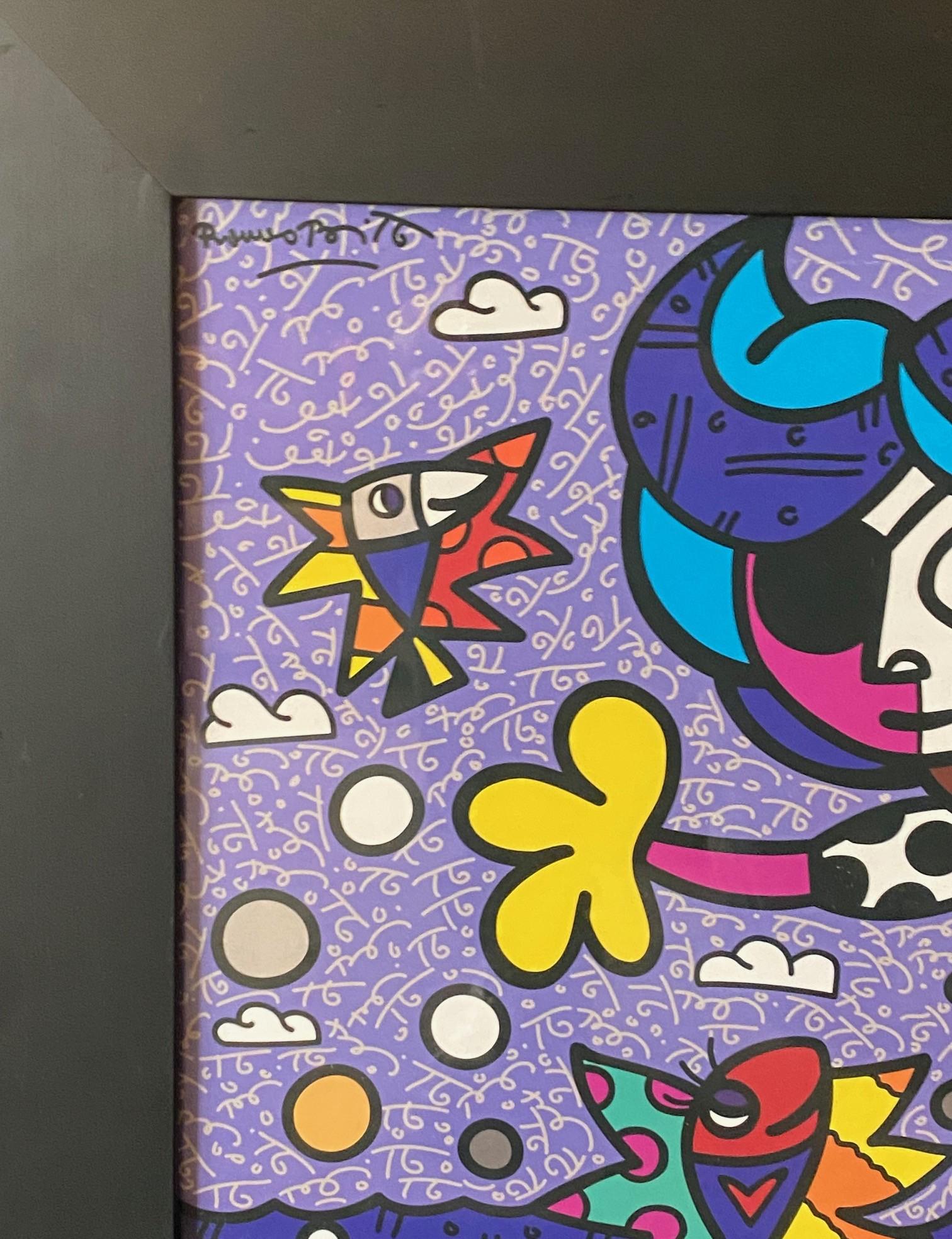 Romero Britto Firmato Bazillion Art Limited Ed Serigrafia Tina la Ragazza Pirata in vendita 2