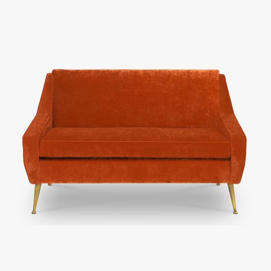 Mid-Century Modern Romero Sofa in Red Velvet For Sale