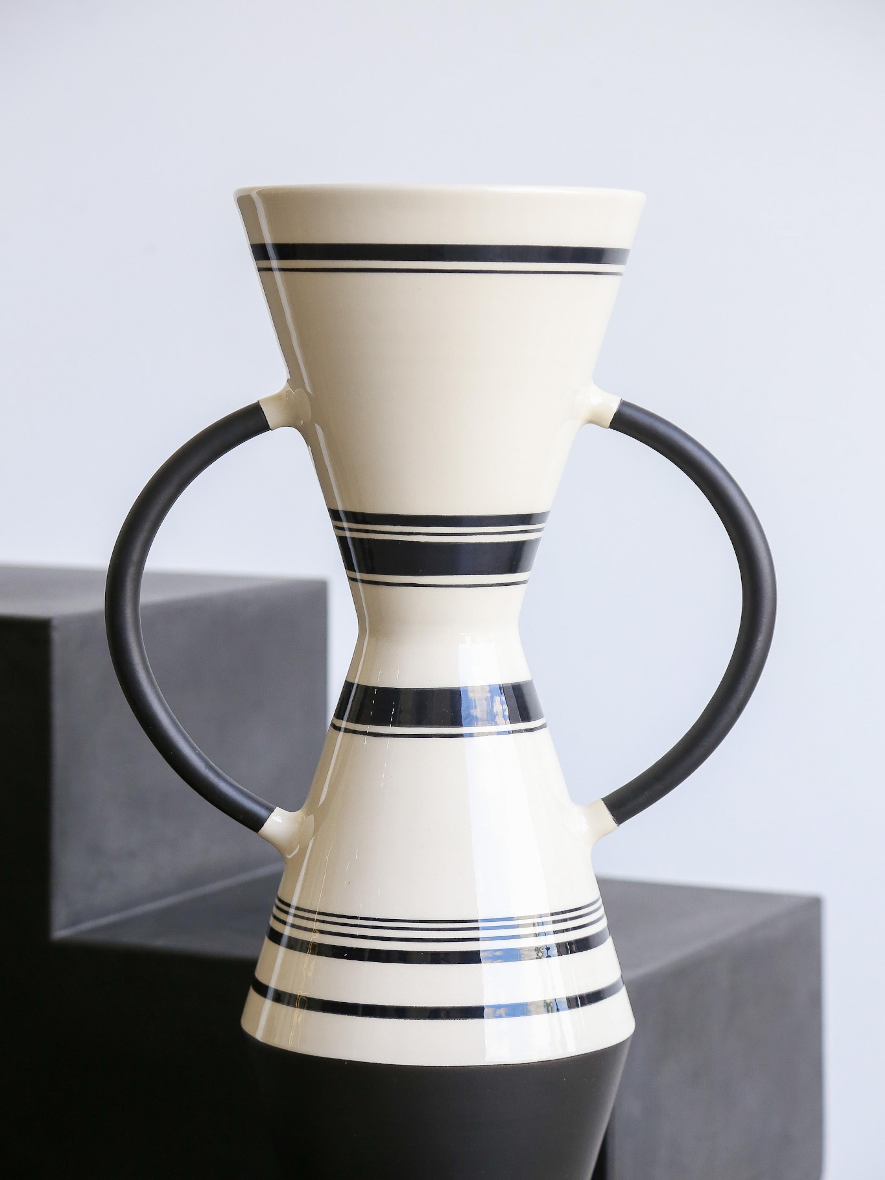 Italian Rometti Amphora Clay Vase by Ugo La Pietra For Sale