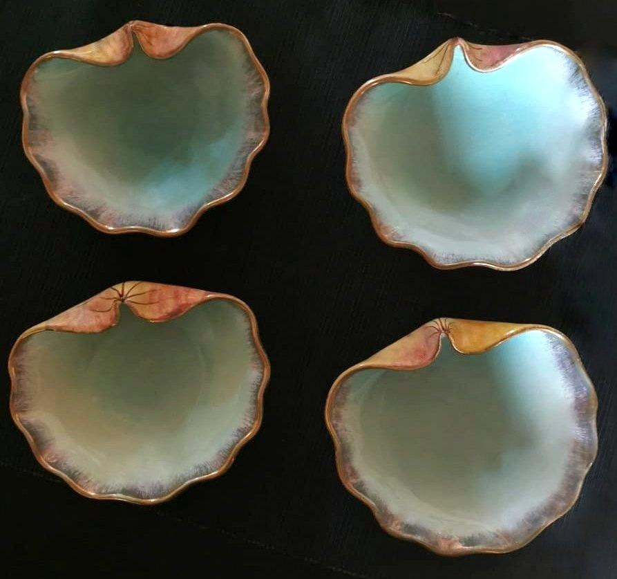 Rometti Ceramiche Umbria 'Italy' Set of 4 Shell-Shaped Ceramic Ashtrays For Sale 4