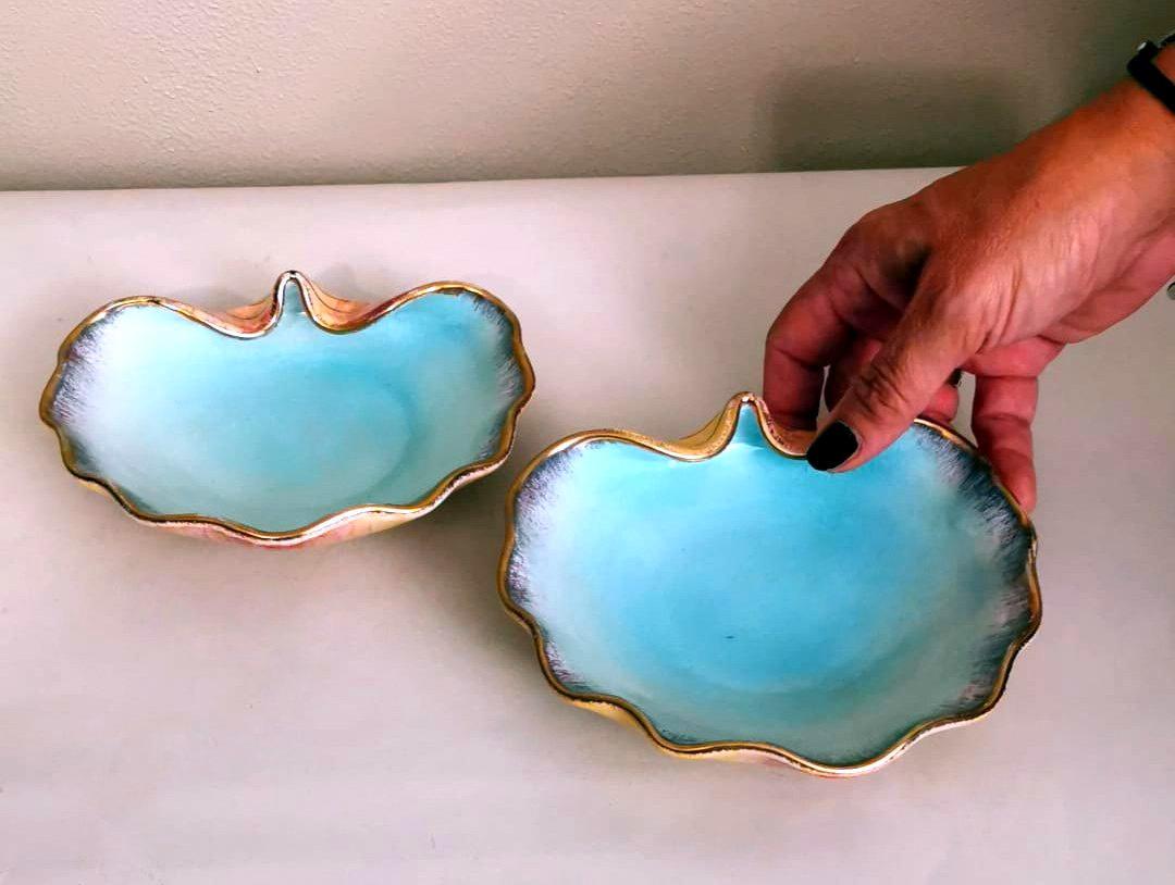 Rometti Ceramiche Umbria 'Italy' Set of 4 Shell-Shaped Ceramic Ashtrays For Sale 8