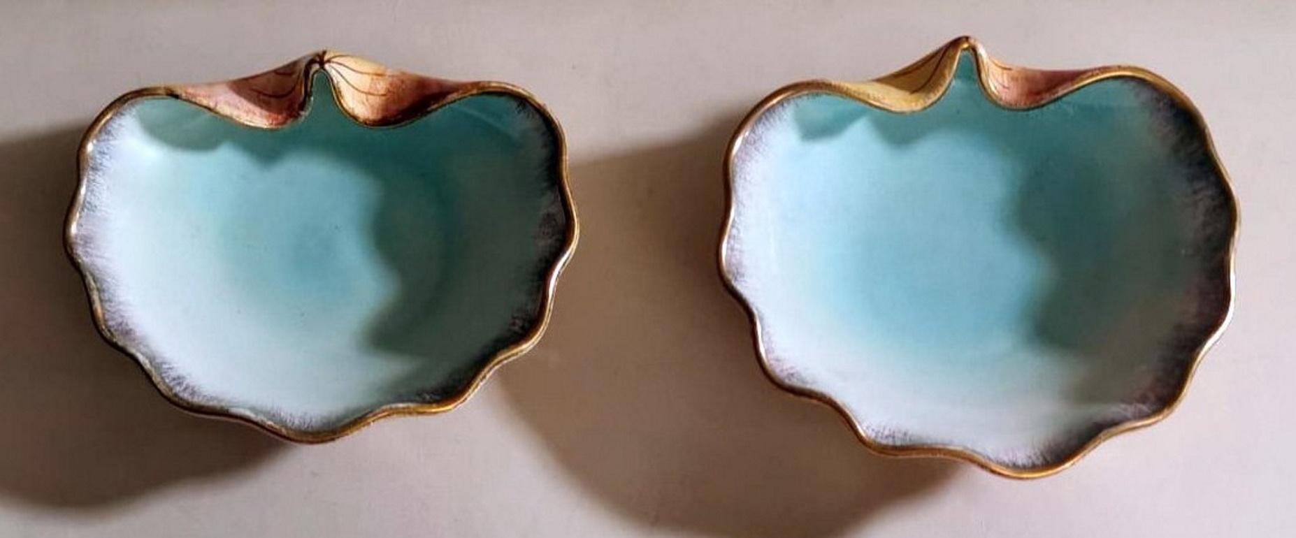 Art Nouveau Rometti Ceramiche Umbria 'Italy' Set of 4 Shell-Shaped Ceramic Ashtrays For Sale