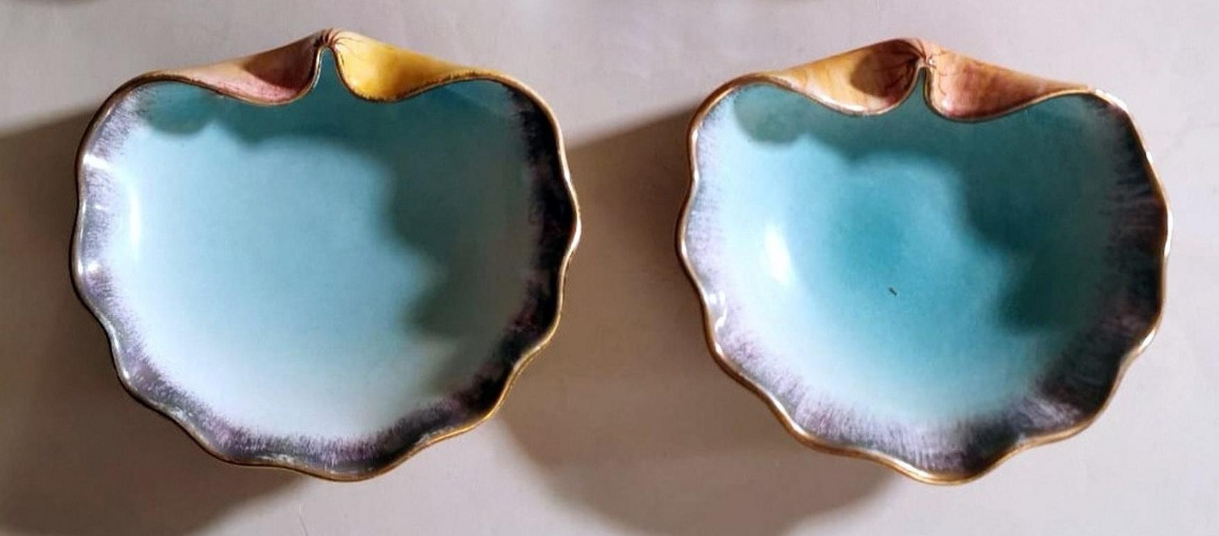 Italian Rometti Ceramiche Umbria 'Italy' Set of 4 Shell-Shaped Ceramic Ashtrays For Sale