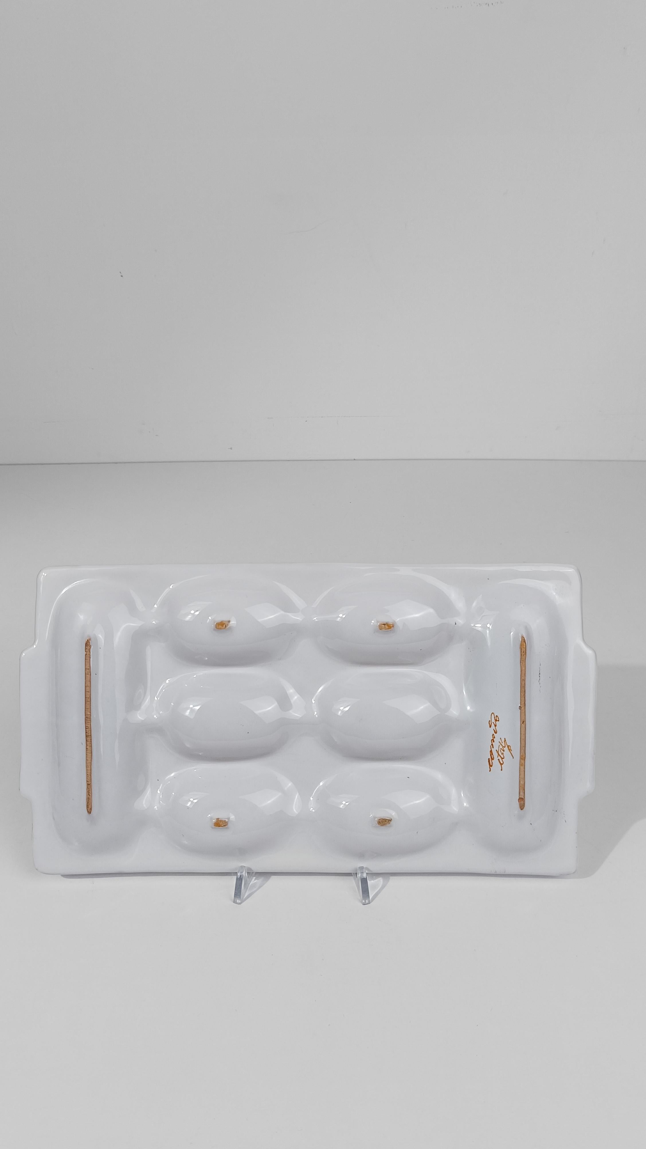 Rometti Ceramics, plateau à amuse-gueule en céramique peint à la main avec décoration de légumes, Italie années 50 en vente 1