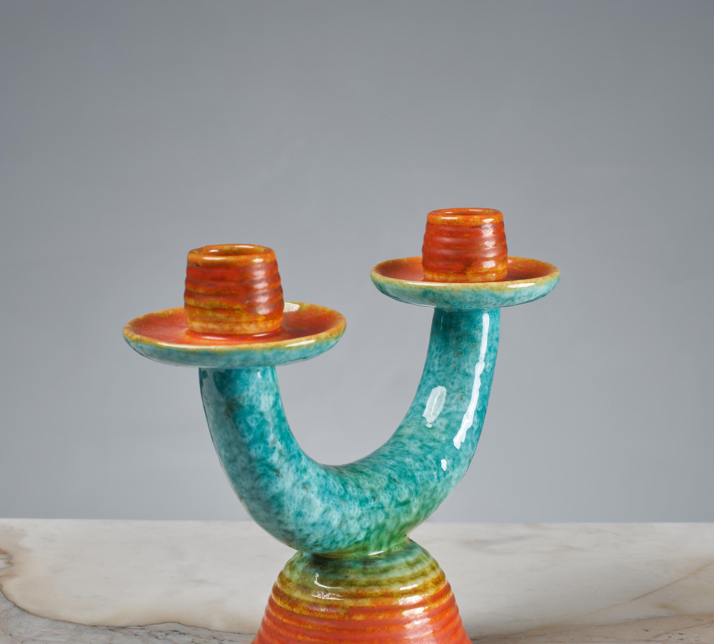 Mid-Century moderno Portacandele in ceramica Rometti Umbertide, CIRCA 1930 in vendita