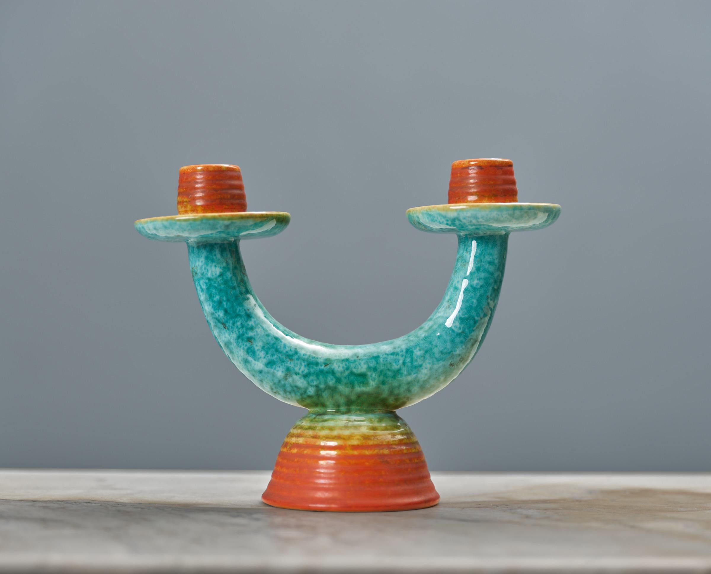 Italiano Portacandele in ceramica Rometti Umbertide, CIRCA 1930 in vendita