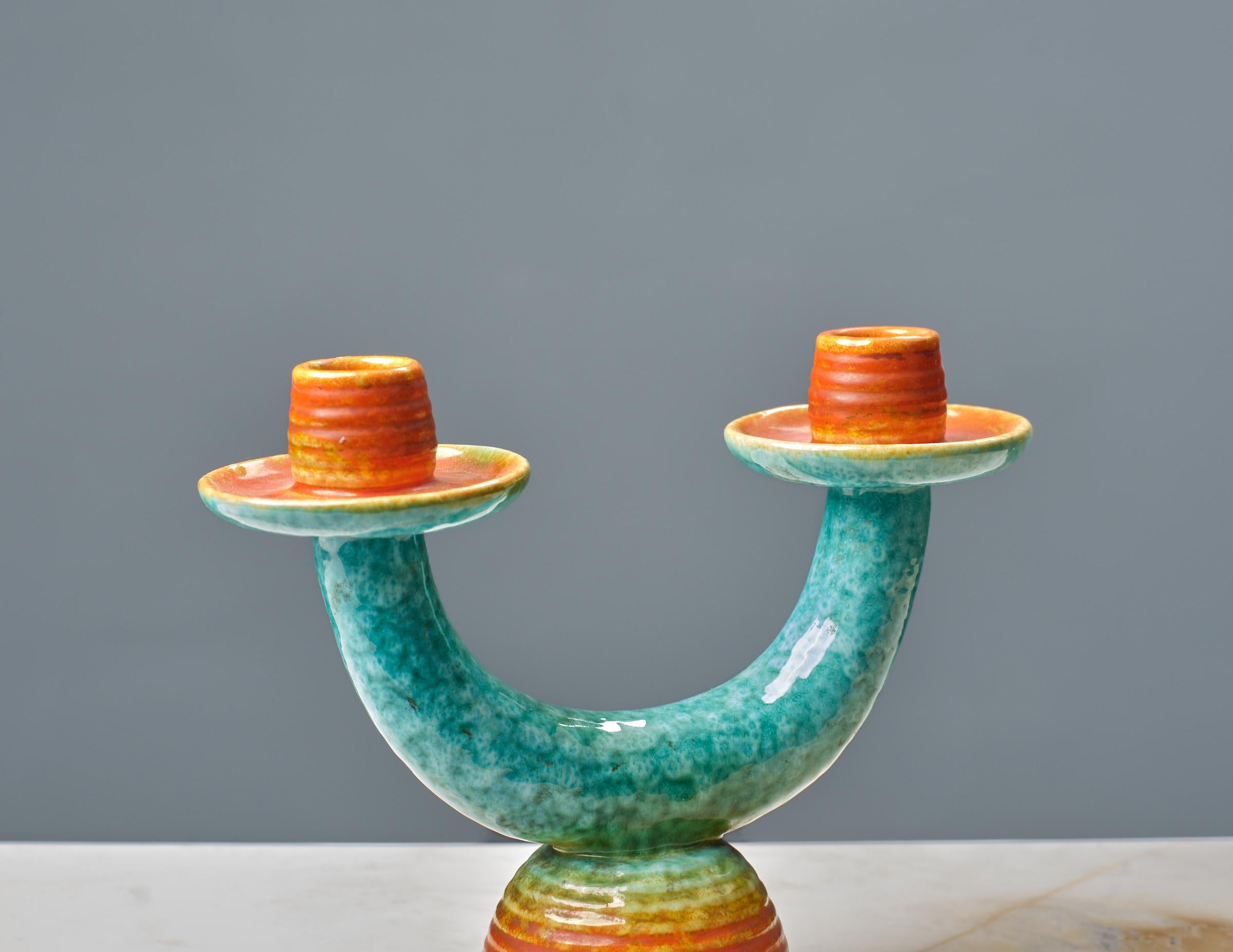 Portacandele in ceramica Rometti Umbertide, CIRCA 1930 in vendita 1