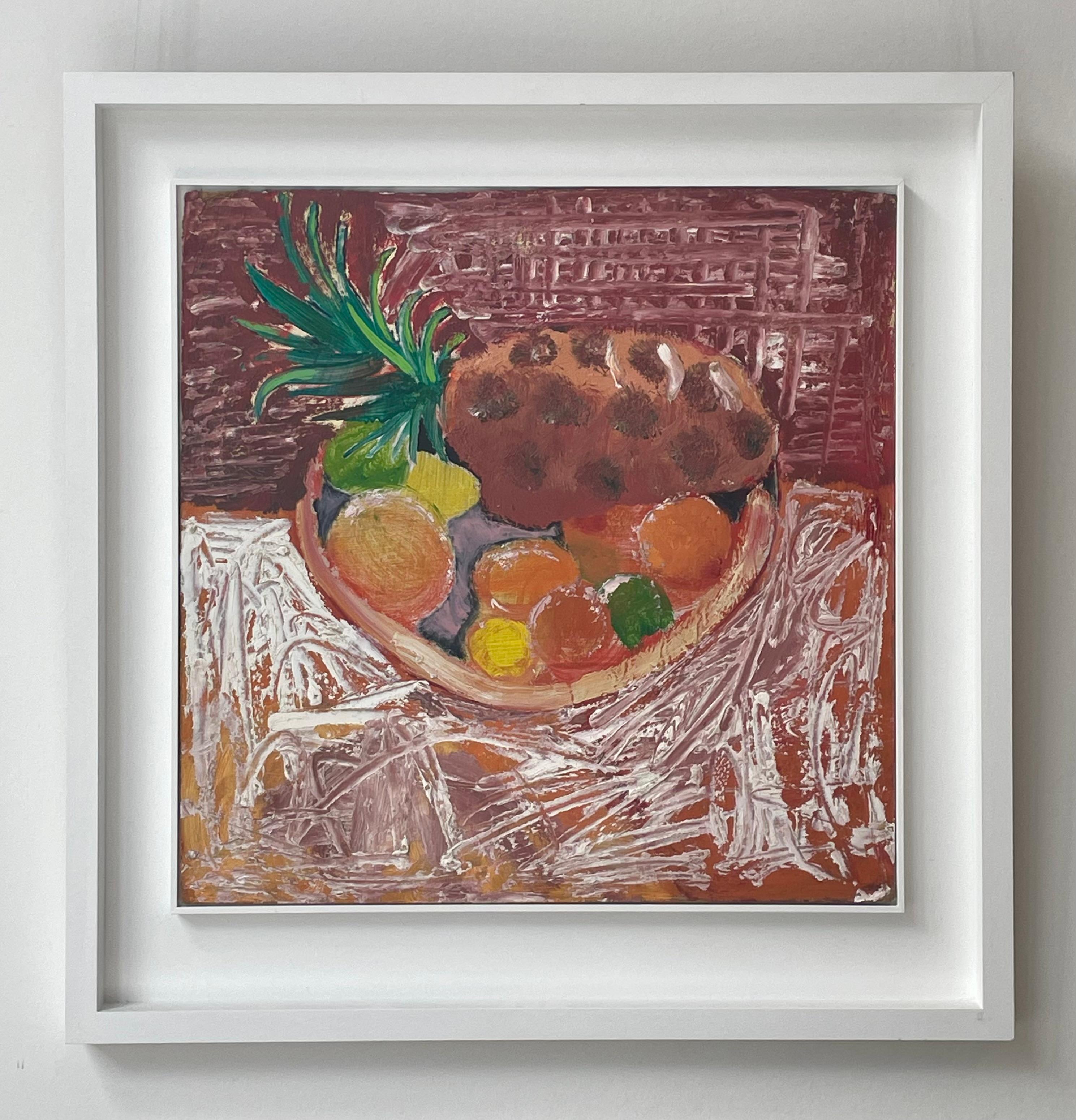 Originalgemälde von Romi Behrens (1939-2019)
Ananas mit gemischten Früchten'. im Angebot 1