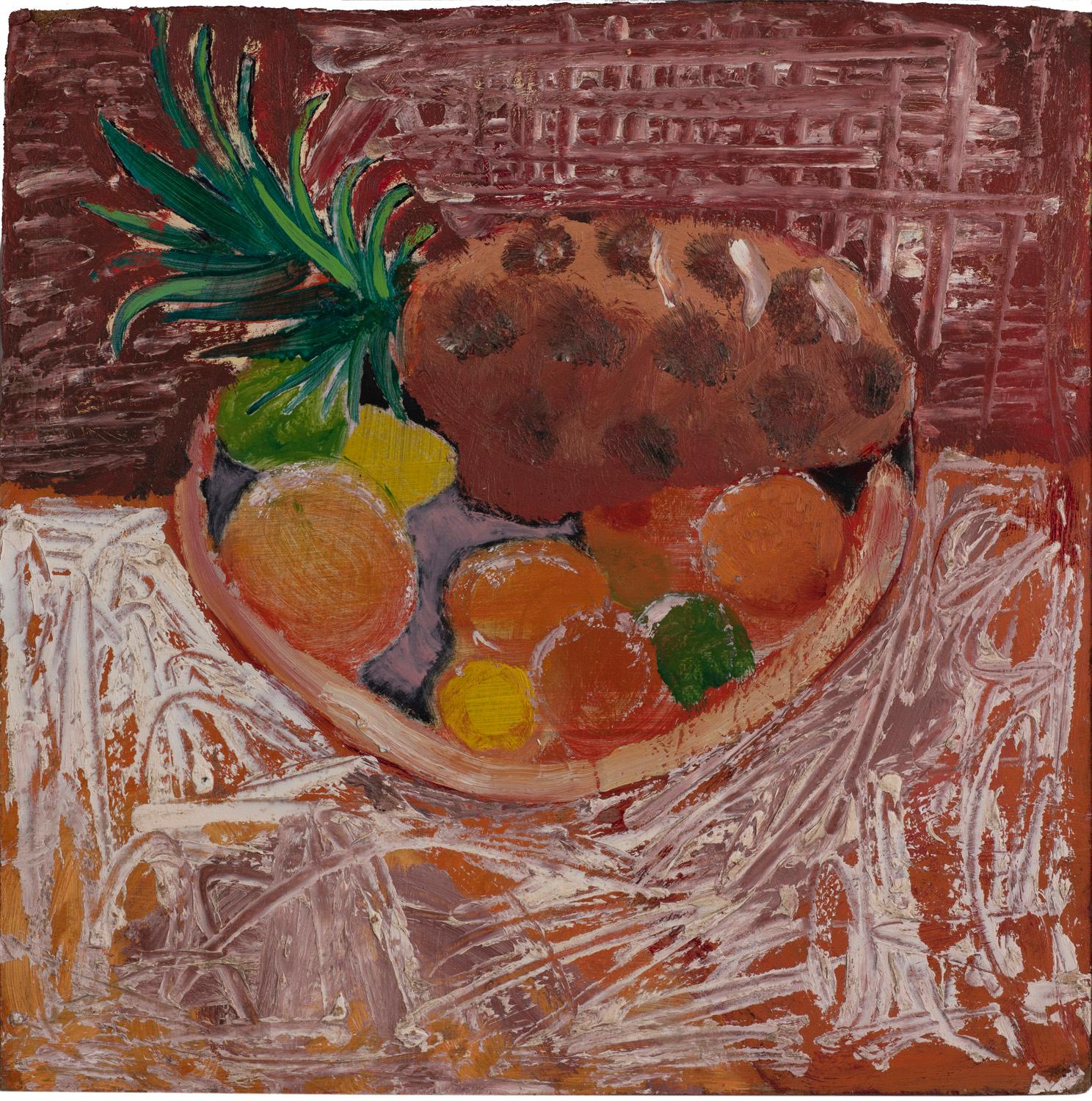 Originalgemälde von Romi Behrens (1939-2019)
Ananas mit gemischten Früchten'.