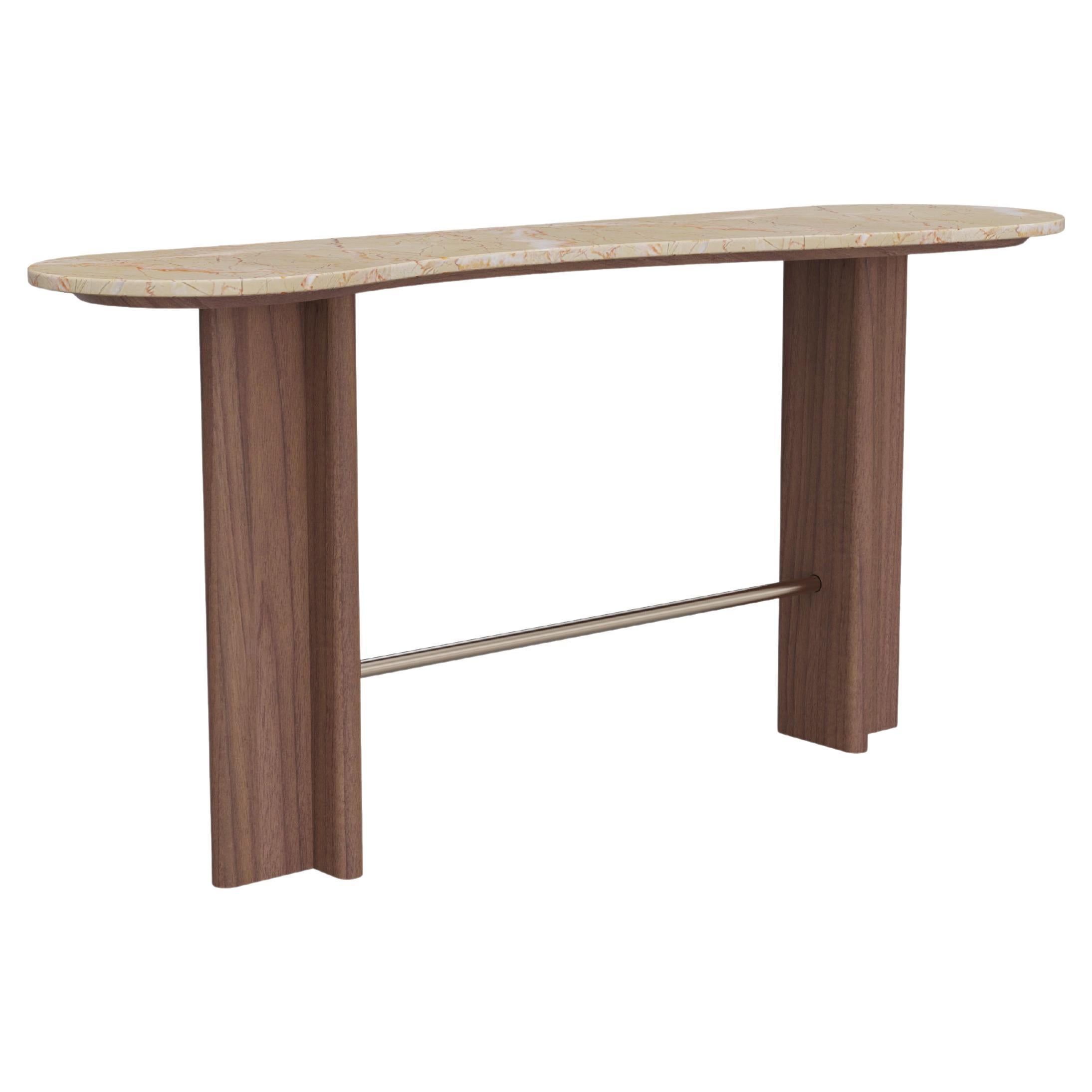 Romi Console by Nolita Harbour featuring Marble Top with Walnut Base and Brass