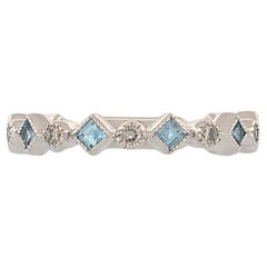 Antique Romilly  10K White Gold Ring With .15 CTW Natural Aquamarine Fine Jewelry