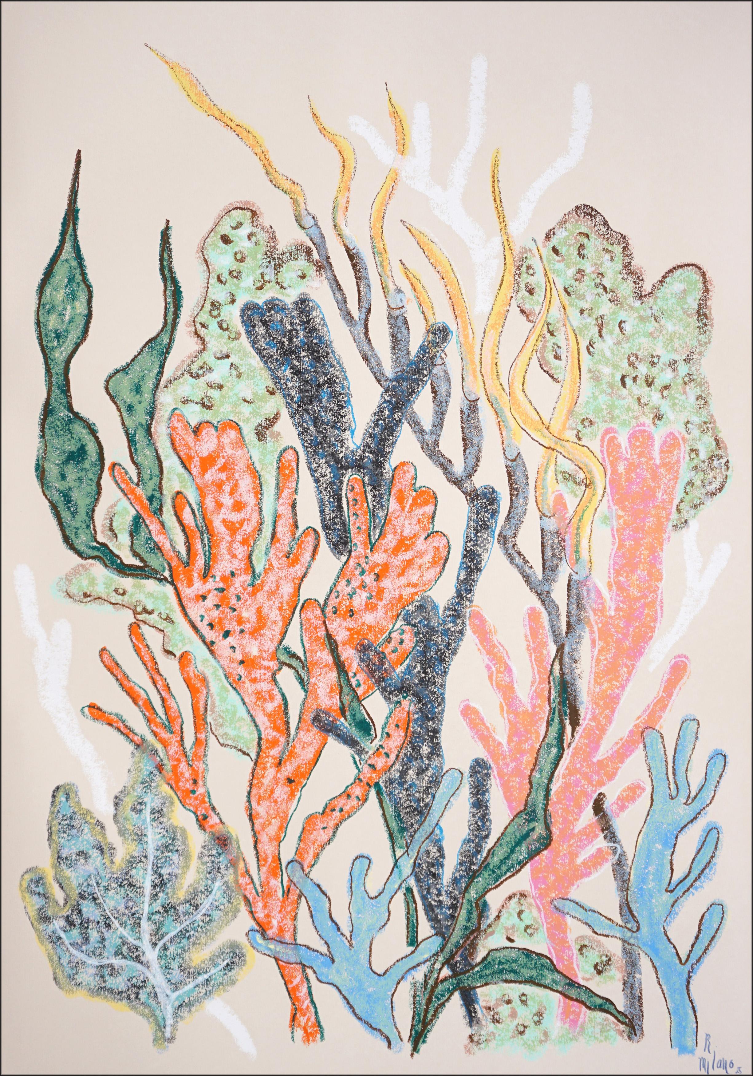 Abstrakte Korallenblüte, Zeitgenössische Meereslandschaft, Pastelltöne, Umweltkunst