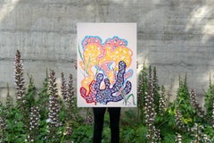 Abstract Organic Coral Reef, Sea Sponges, Primary Tones Modern Seascape Algae