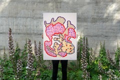 Criaturas acuáticas orgánicas abstractas, patrones de gemas, esponjas marinas fractales, manchas rojas