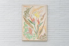 Bird of Paradise Sketch, Botanic Drawing, Expressionist Style, Watercolor Paper