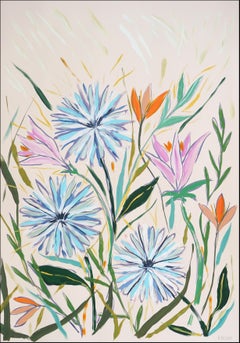 Blooming Dandelions and Wild Tulips, Illustration Style, Mediterranean Flowers 