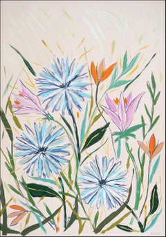 Blooming Dandelions and Wild Tulips, Illustration Style, Mediterranean Flowers
