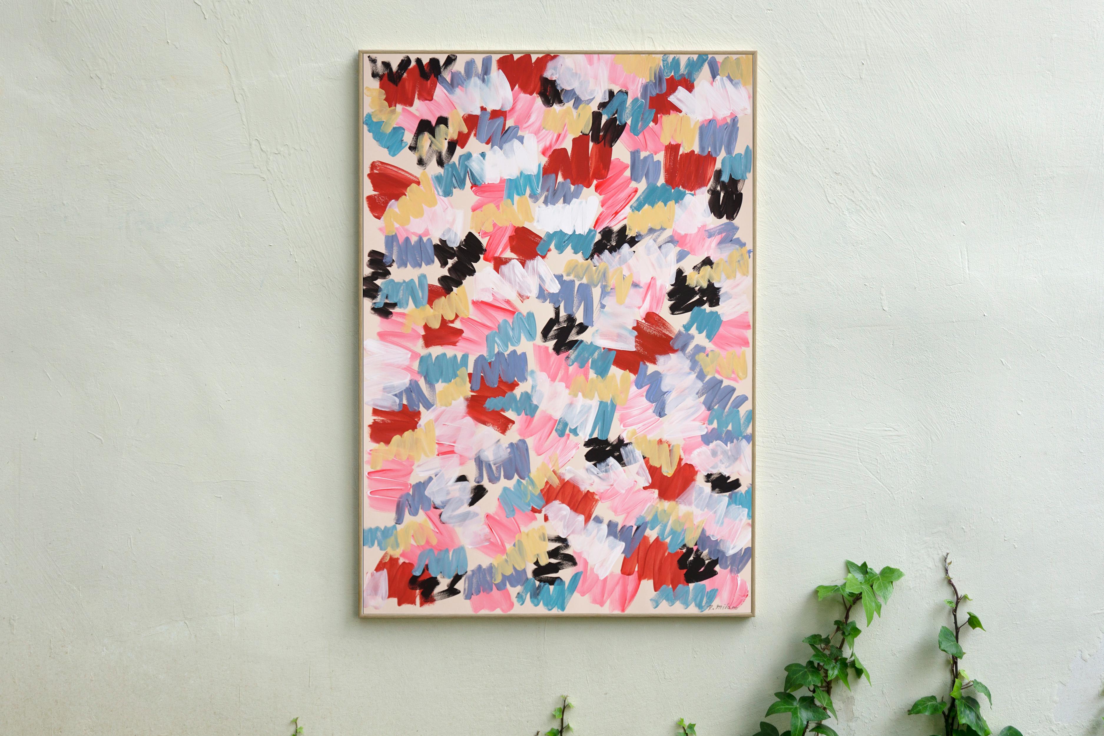 Campi di fiori in fiore, pennellate astratte espressioniste dai toni vivaci, motivo - Painting di Romina Milano