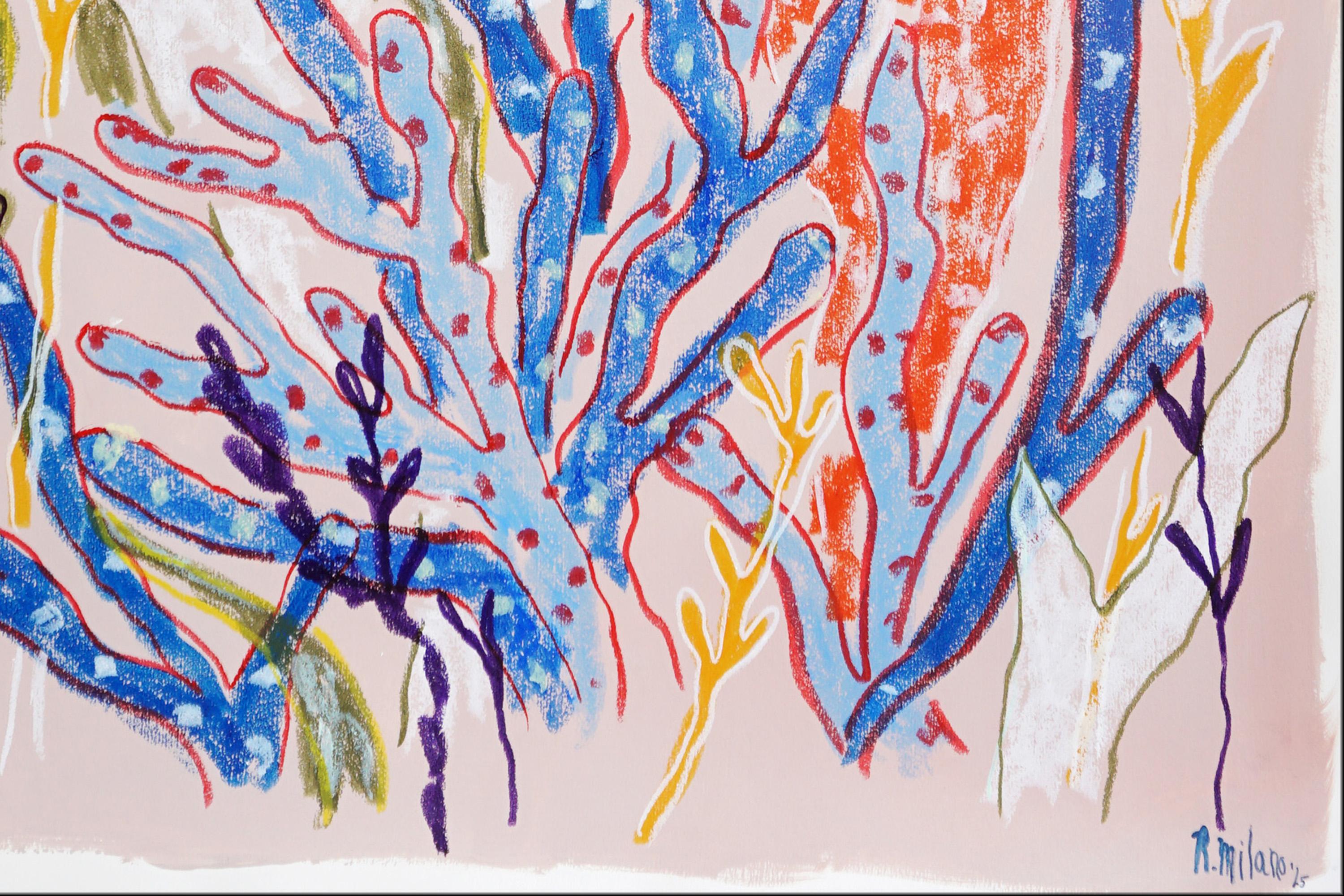 Blue Coral Forest, Coral Reef, Illustration Style Painting, Organic Gestures For Sale 5
